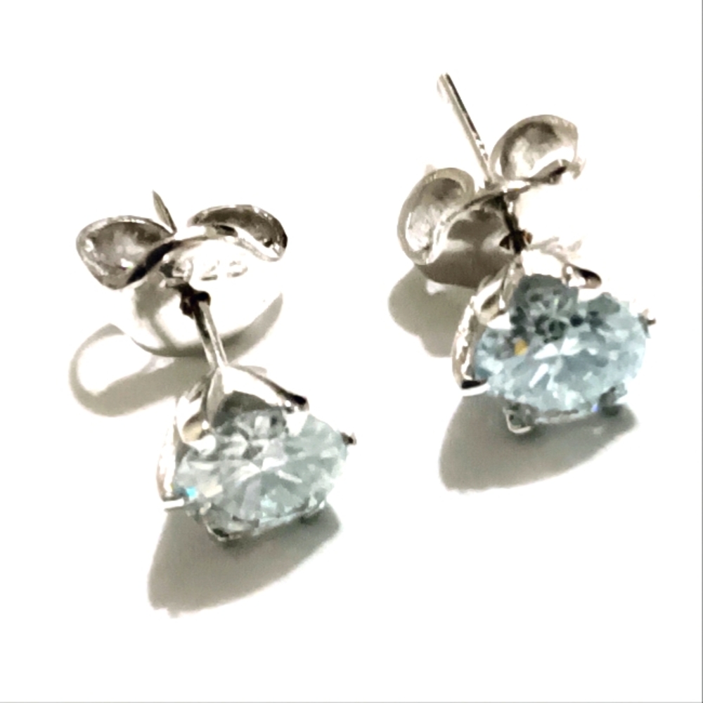 2.12 CTW Ice Blue Moissanite Solitaire Earrings . 925 Sterling